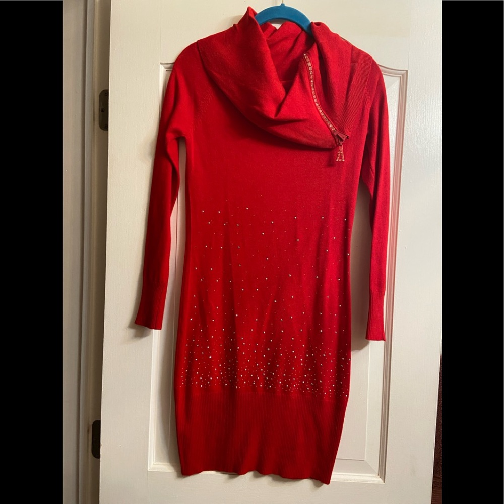 Red sweater dress